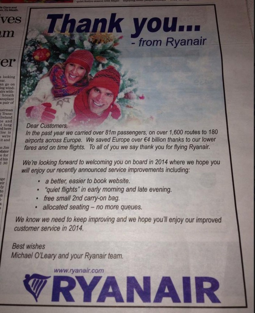 Ryanair advert