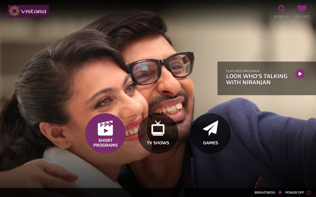 Vistara Home Screen