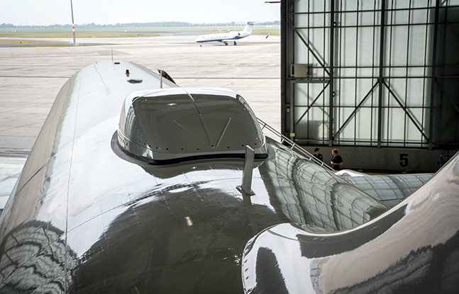 An Airbus A319 aircraft with the radome installation completed for Inmarsat’s GX Aviation service