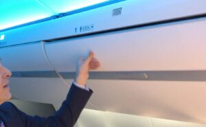 A Zodiac-made overhead bin. Safran acquired Zodiac in 2018.