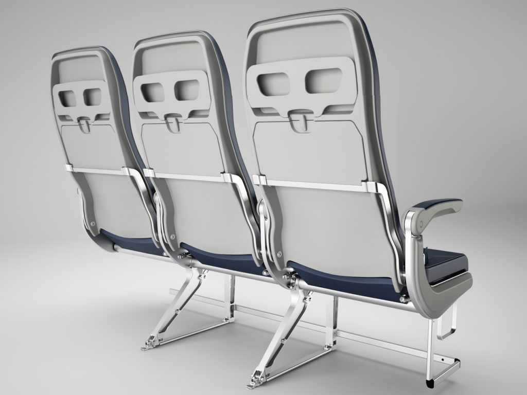 An Essenza seat triple, as ordered by Flynas, pictured from behind