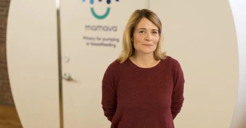 Mamava CEO Sascha Mayer with Mamava pod. Image: Mamava