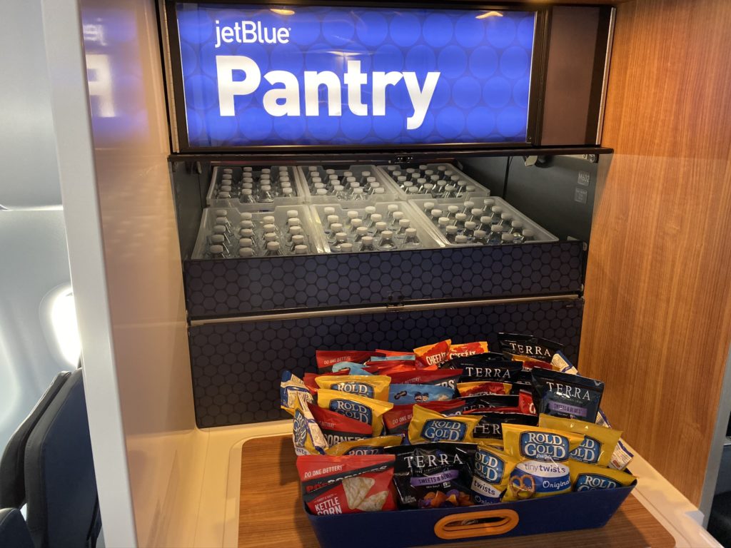 A well stocked JetBlue Pantry