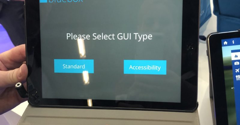 Accessible IFE from Bluebox, as demonstrated at an expo