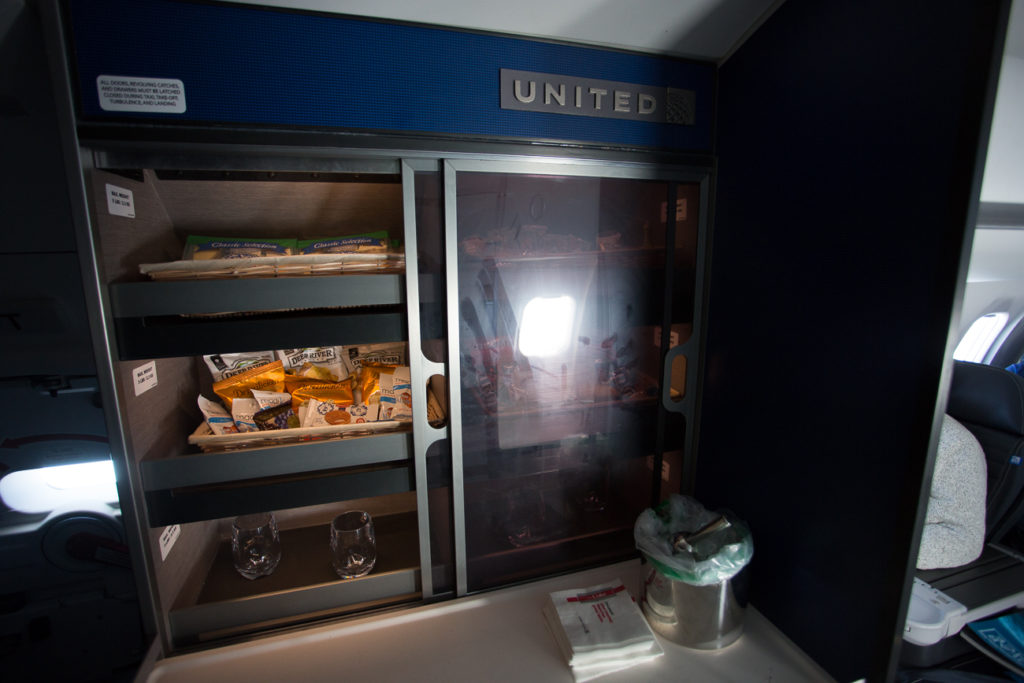 United Airlines' self-serve bar on the CRJ550