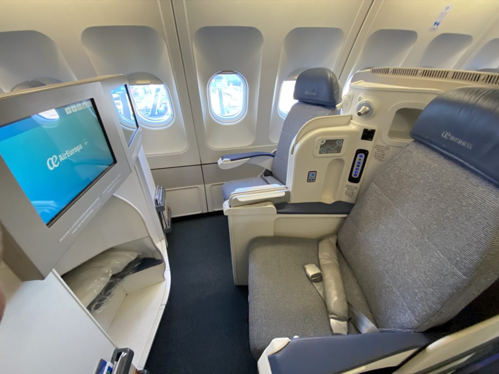 Air Europa business class seat and cabin interior