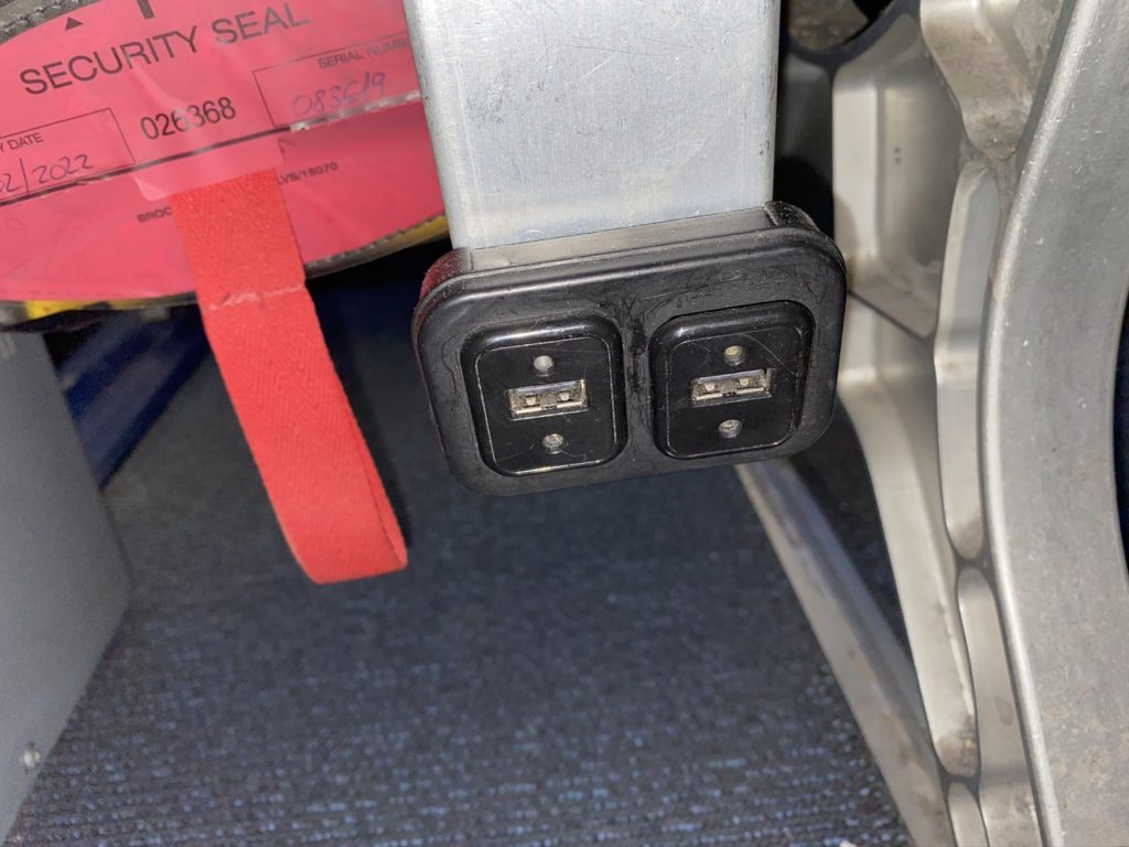 power ports under aircraft to seat