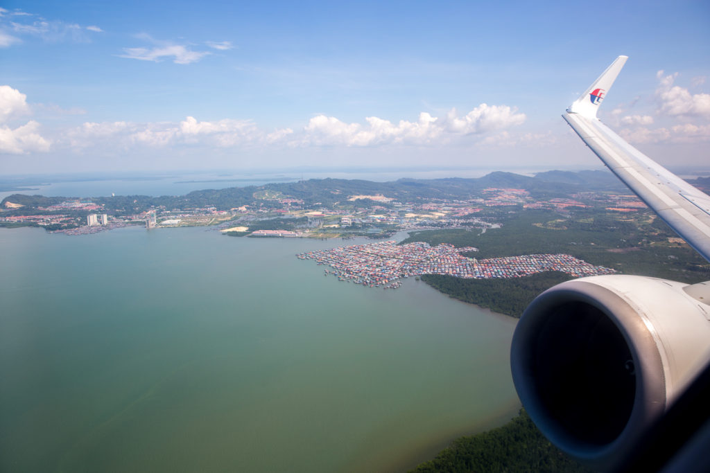 view from the aircraft of oceanline