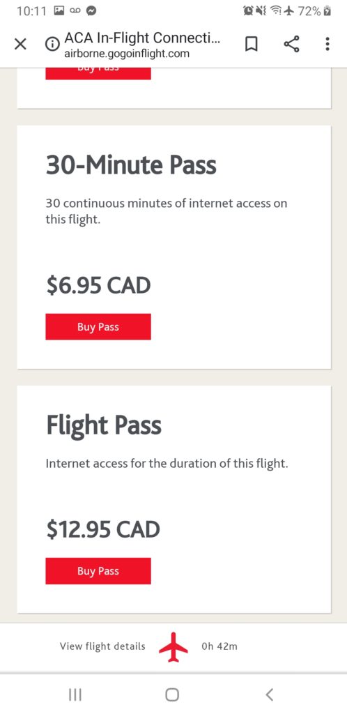 screenshot of ife tier pricing