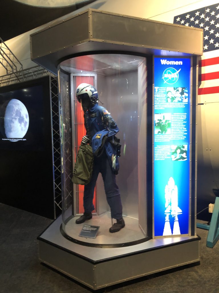 spacesuits on display in the museum