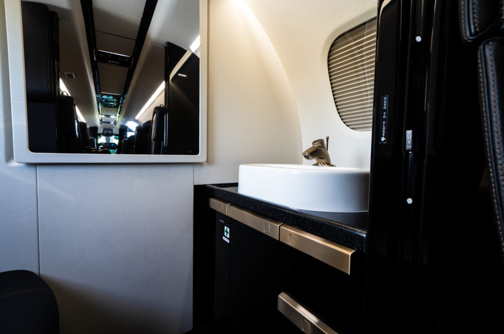 Cabin interior shot of sink in the Phenom 300