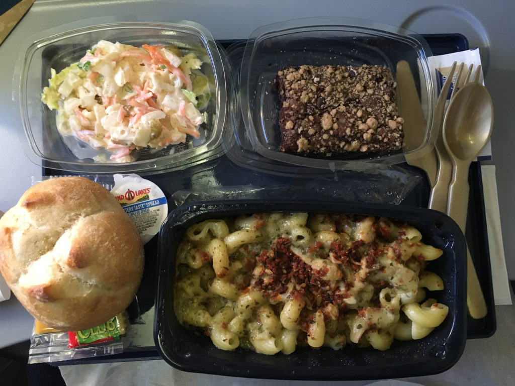 Meal on KLM 747 Flight displayed on tray table