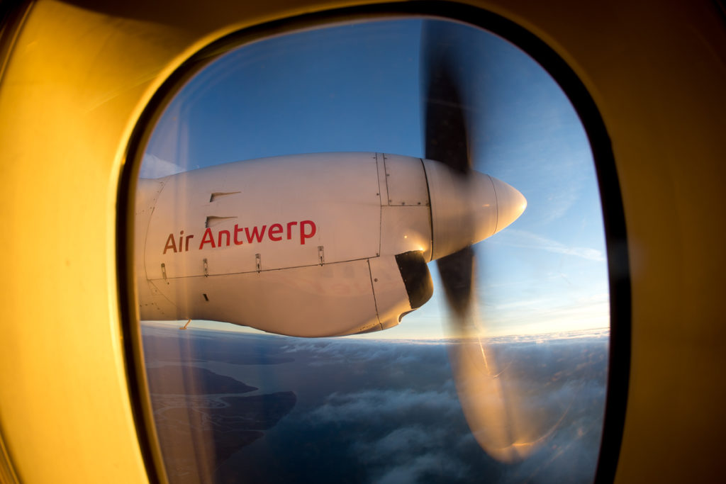 Fokker 50 engine out of a window