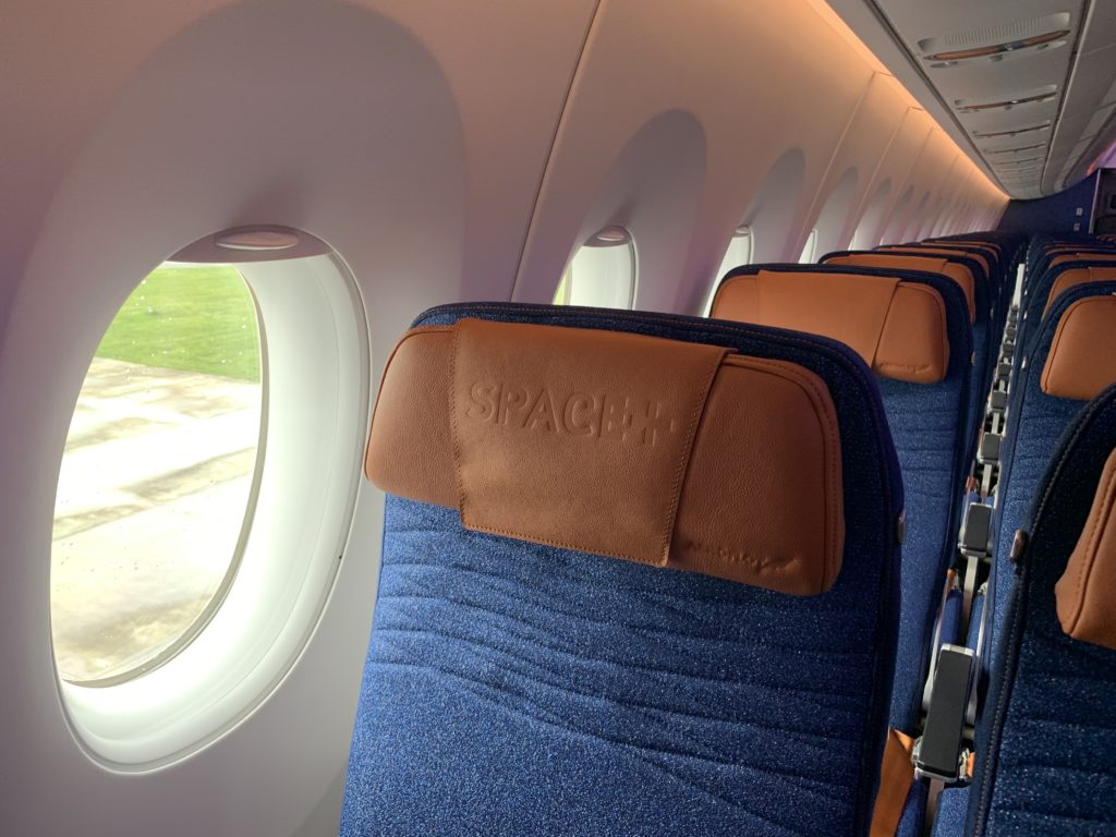 An extra legroom Space+ seat on the Aeroflot A350