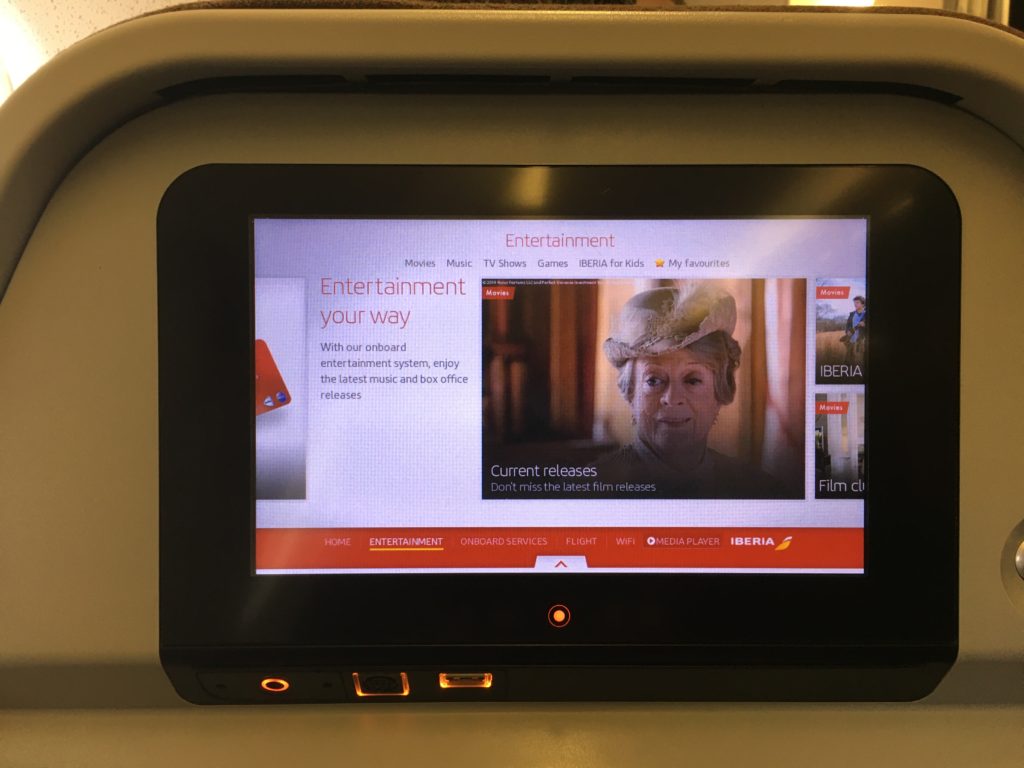 Iberia IFE Screen close up