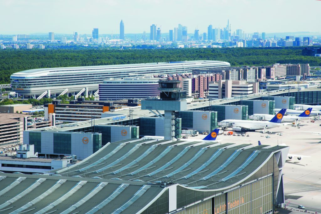 FRA's long distance rail station is seen, with the city scape in the background