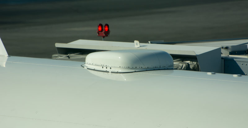 Antenna radome (hump) atop an aircraft fuselage