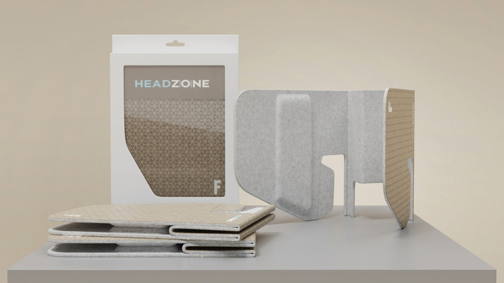 HeadZone is made out of cardboard so it's stackable, as shown in this image. It lies flat and stacks