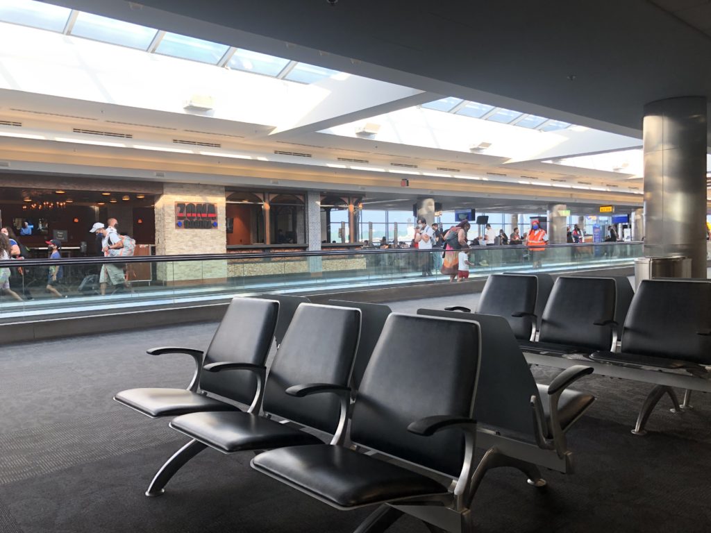 Empty seats at an unused gate at BWI