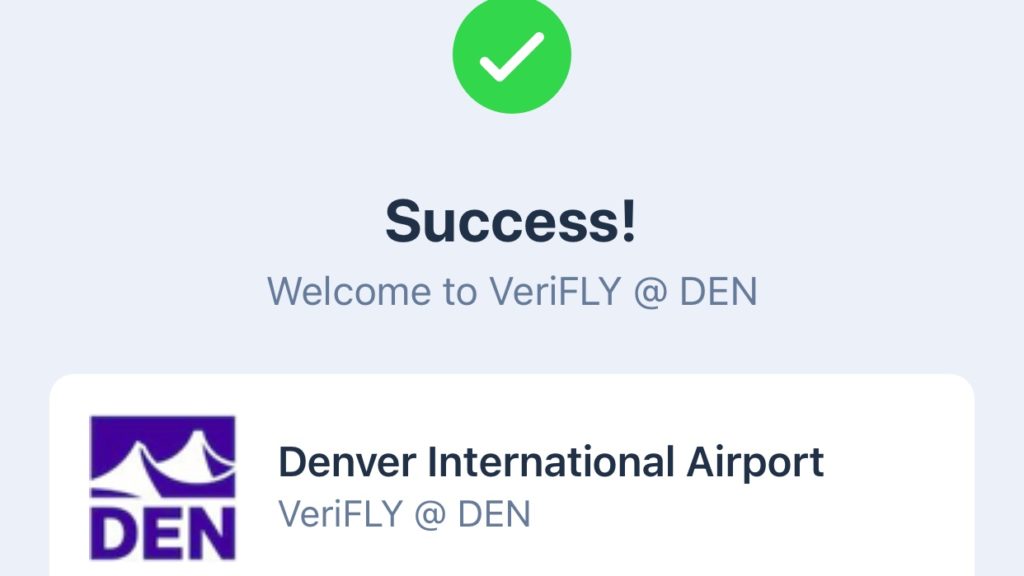 Confirmation from DEN that the author is signed up for VeriFLY