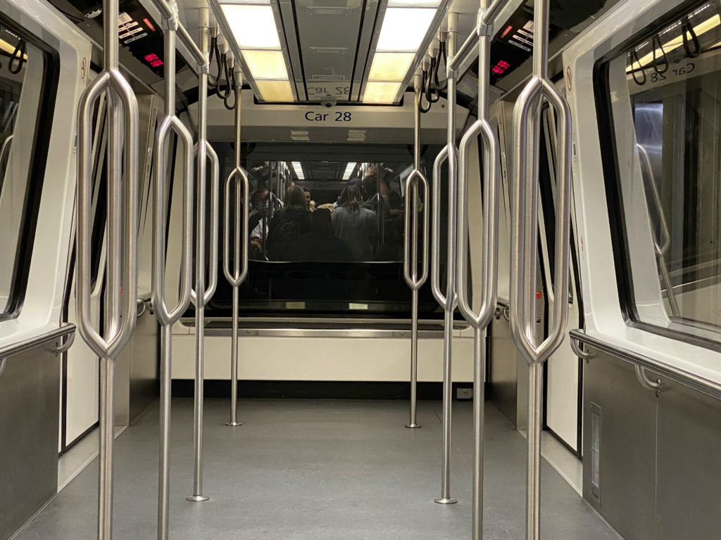 An empty tram car 