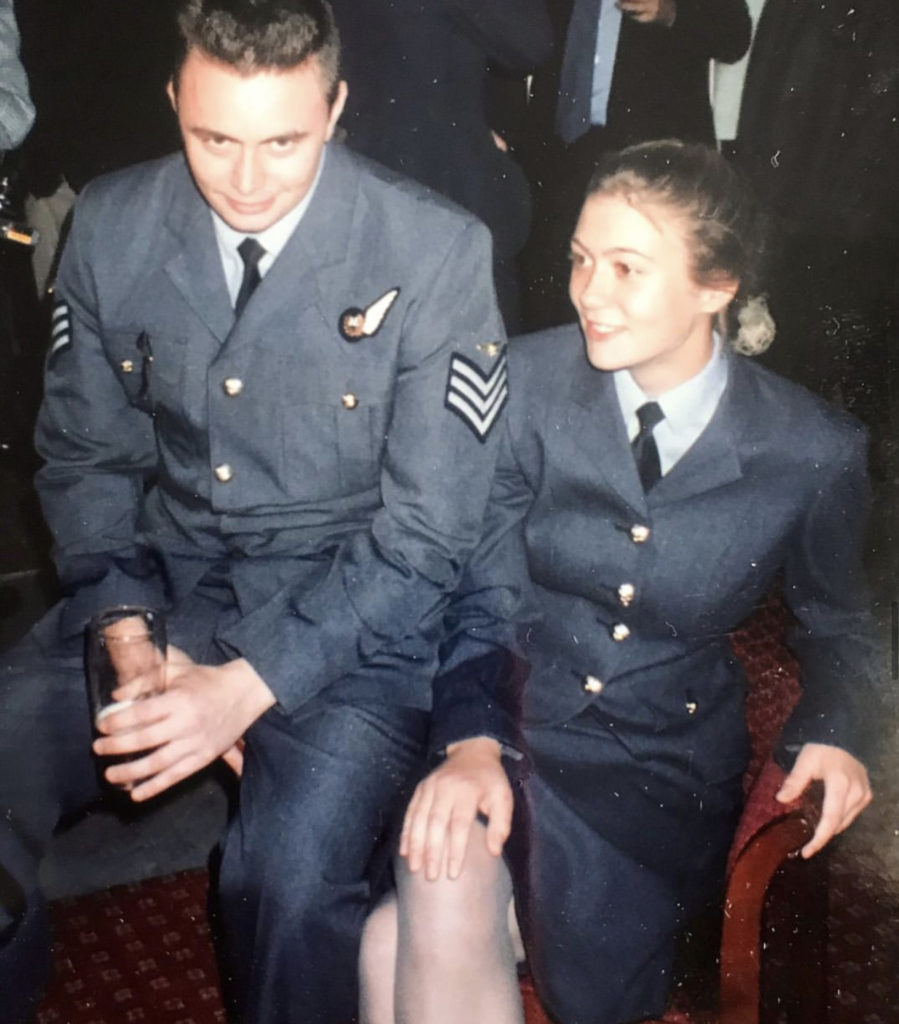 Catterall just out of initial training, with her older brother, Andrew. Both are in RAF uniforms. 