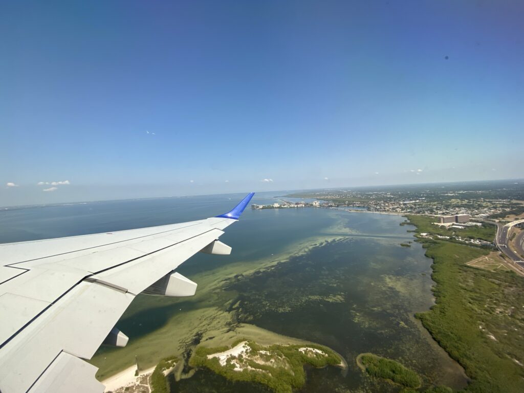 The Breeze jet takes off from Tampa on a gloriously sunny day