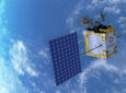 A OneWeb satellite in low earth orbit with a great view of planet Earth.