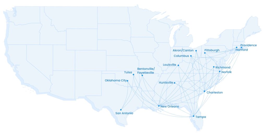 Breeze Airways route map