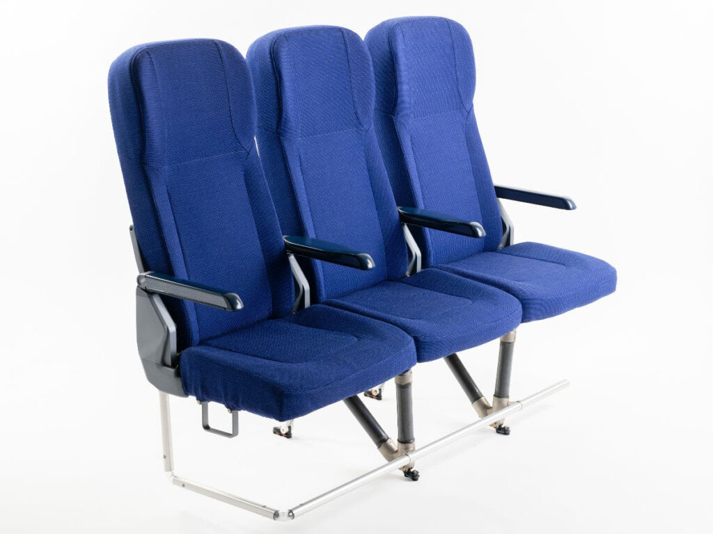 TiSeat E2 for Airbus A320 family in blue displayed on a white background.