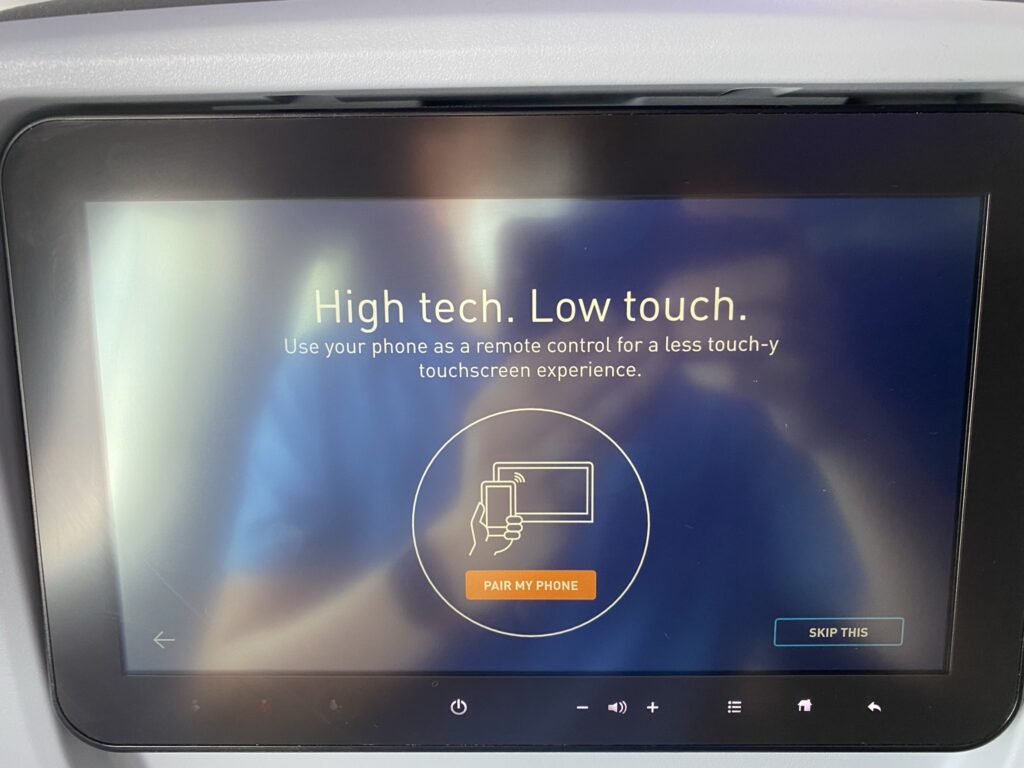 The JetBlue IFE system, touting the ability to use your smartphone as a remote control