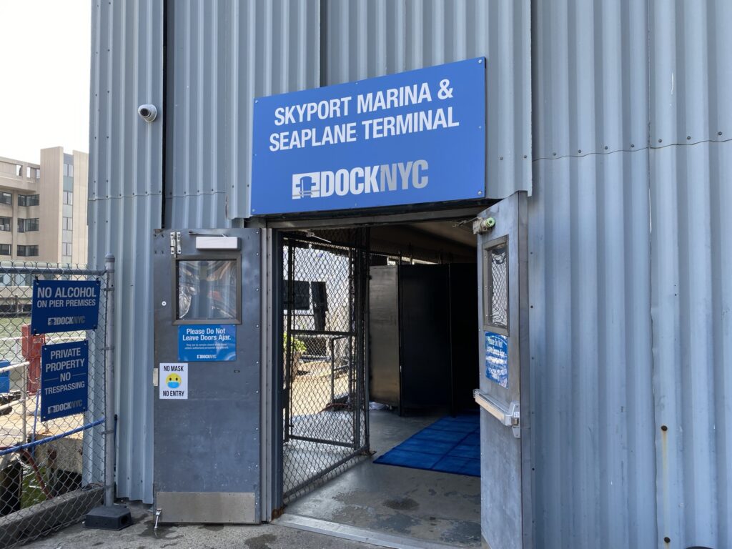 Seaplane terminal entry doors.