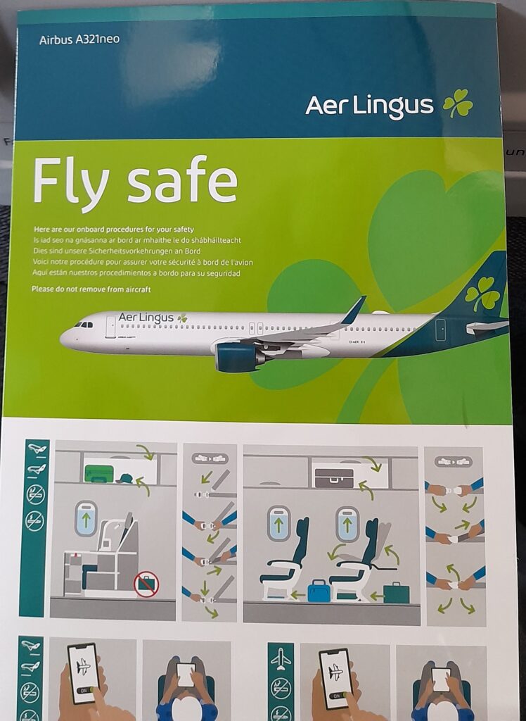 Safety card for the Aer Lingus A321neo