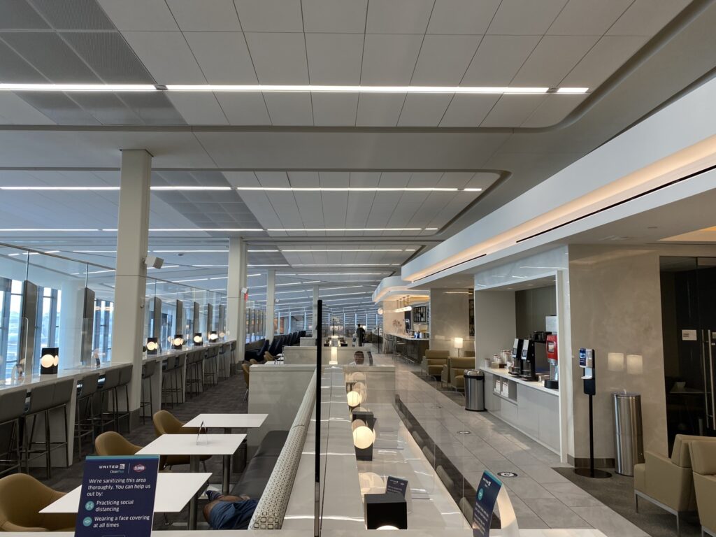 LaGuardia Terminal B's United Club empty of passengers at the time. 