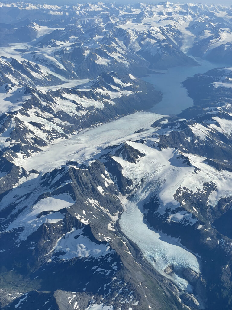 beautifully sunny Anchorage after a gorgeous approach over the Chugach Mountains