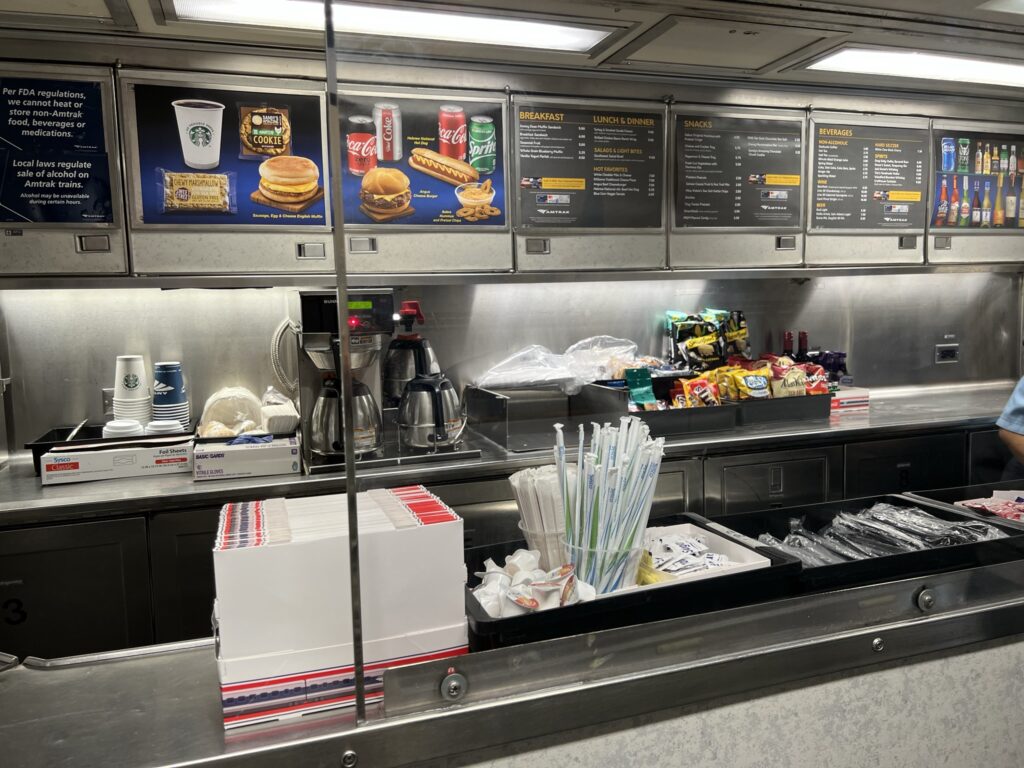 Cafe Car on the Amtrak train from New York