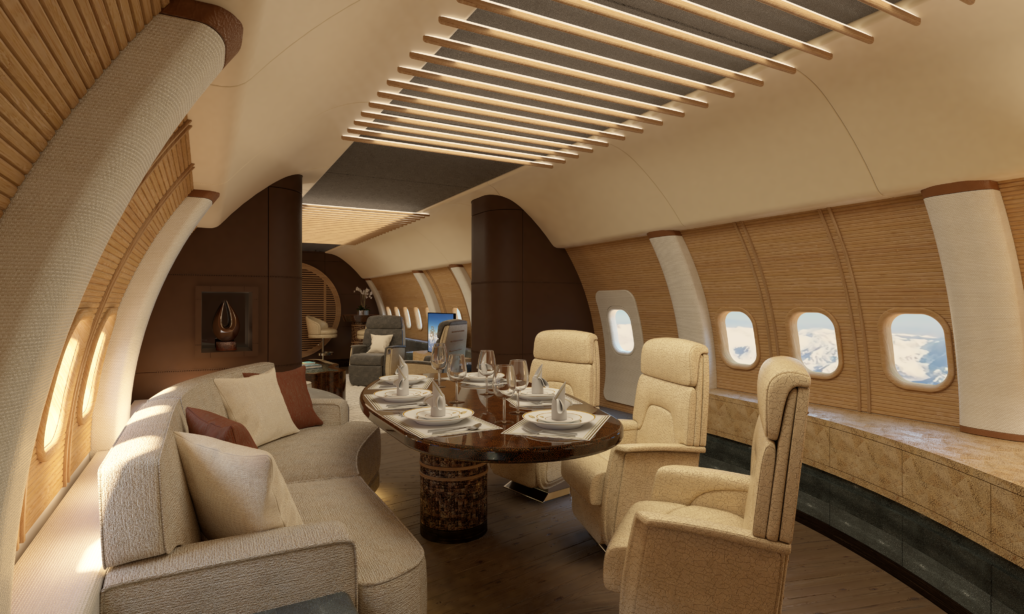 Dining area for the Private concept version of the BBJ 737MAX.