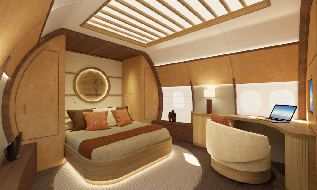 BBJ 737MAX double bed in the Executive concept bedroom.