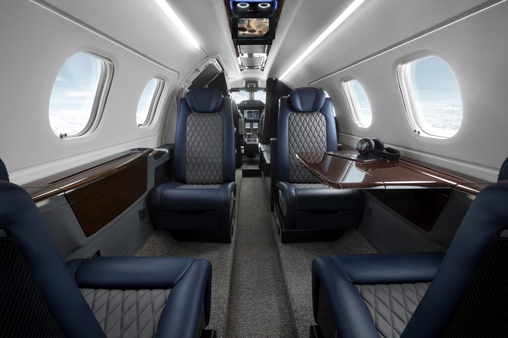 Embraer Phenom 300E interior cabin.