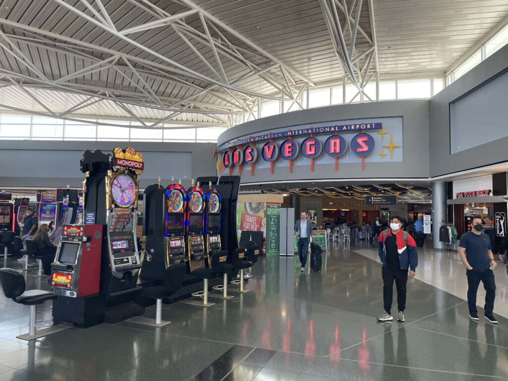 Slot machines adorn the terminal at McCarran