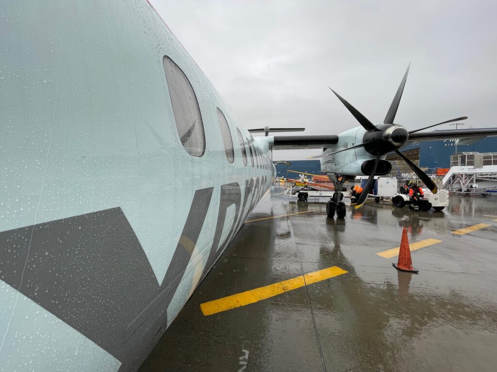 Air Canada Bombardier Q400 at the gate.