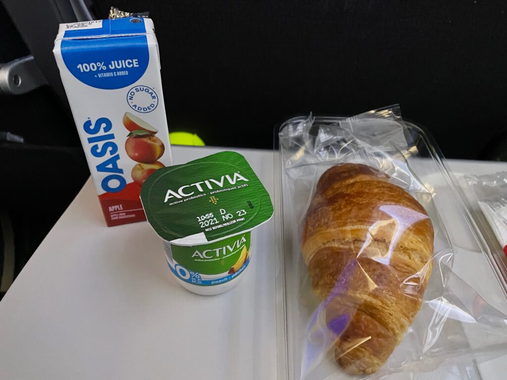 Breakfast on the tray table