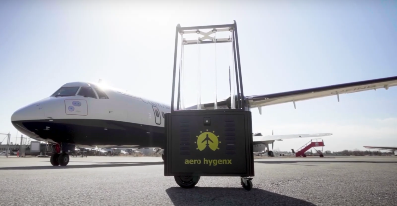 The RAY robot, sitting in front of an ATR turboprop on the tarmac