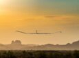 Zephyr HAPS aircraft in flight at sunset