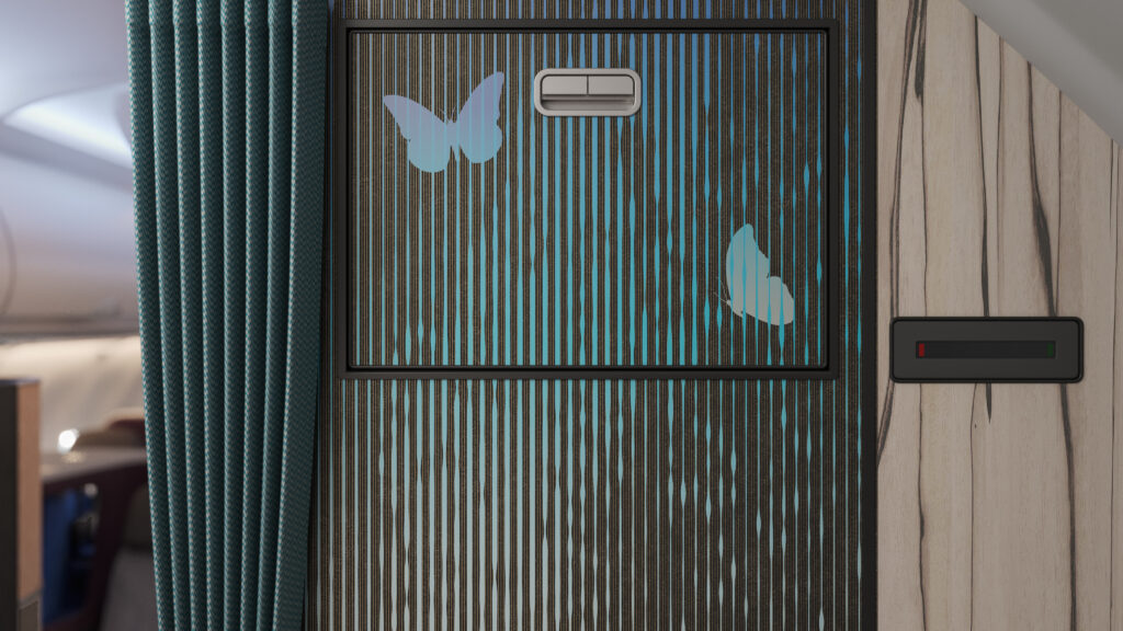 China Airlines Entry Way with small butterflies on the door.