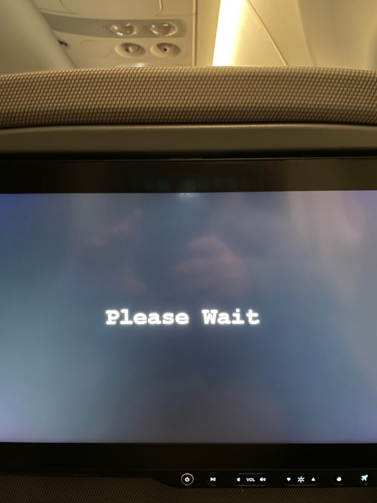 Panasonic Avionics IFE in "please wait" mode.