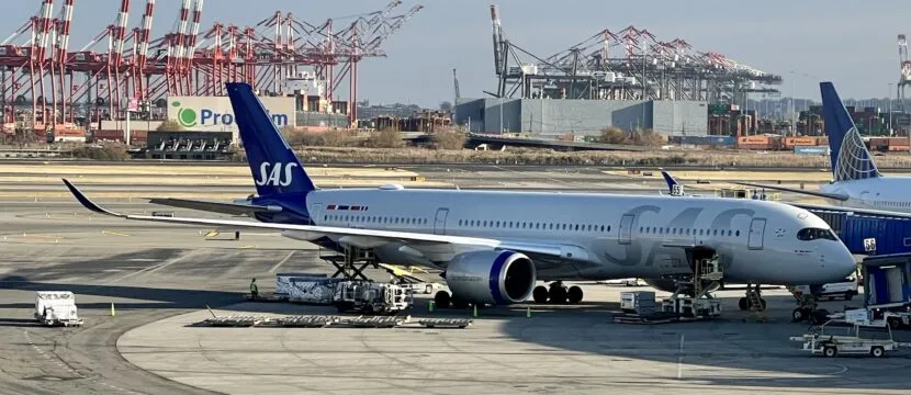 SAS A350 parked at the gate