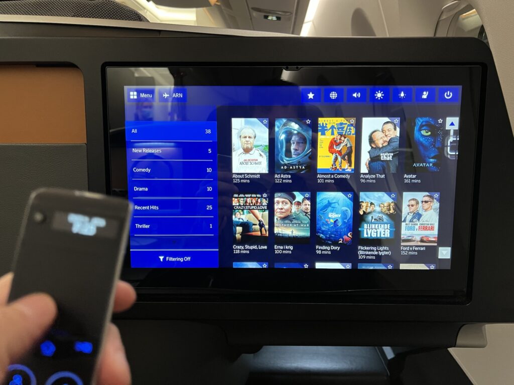 SAS entertainment system and IFE content selection.