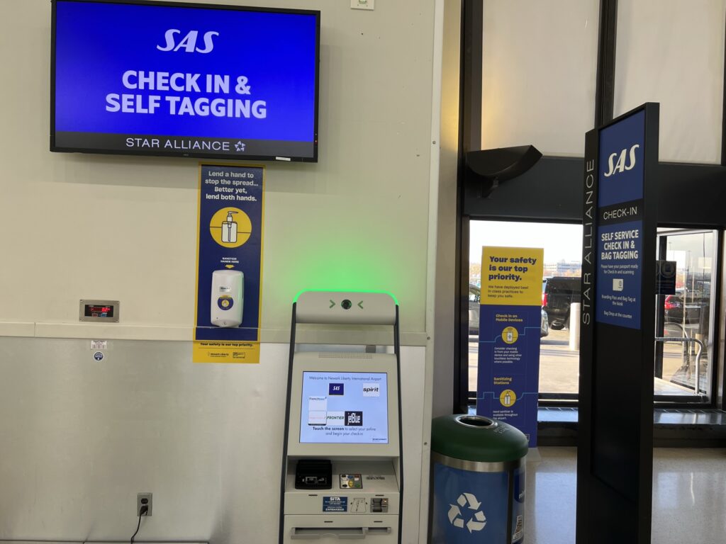 SAS self check-in kiosk at the airport.