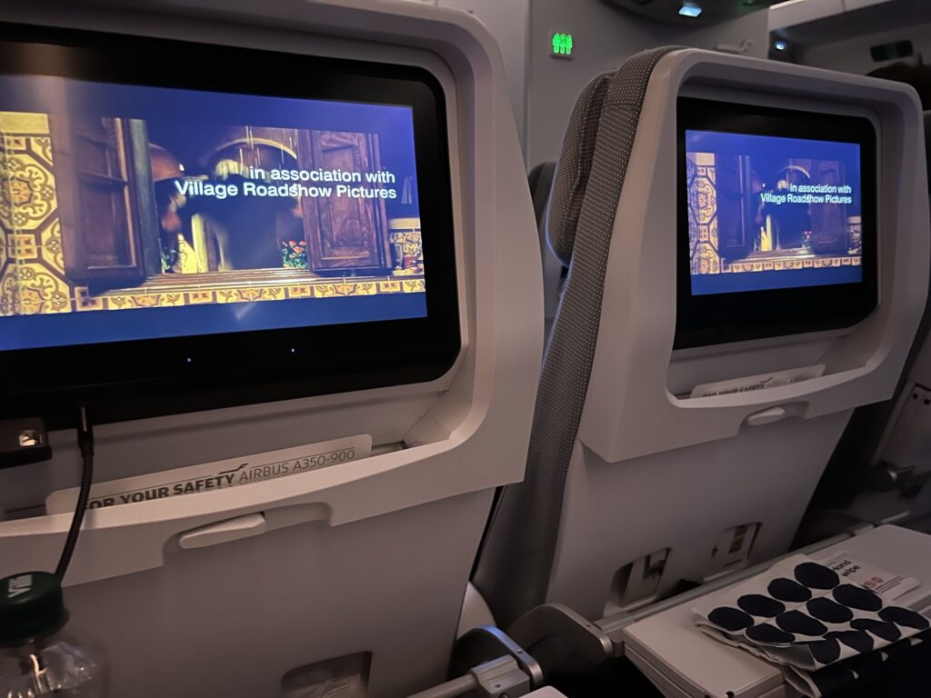 Panasonic IFE on Finnair Airbus A350-900, with a device charging